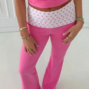Fancyd valentine’s day collection flare fold over legging - fuchsia pink
